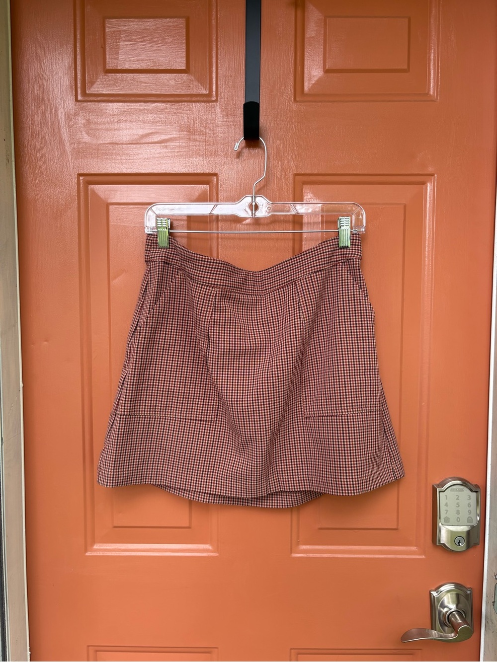 A New Day Fall Gingham Casual Skirt in Rust Check